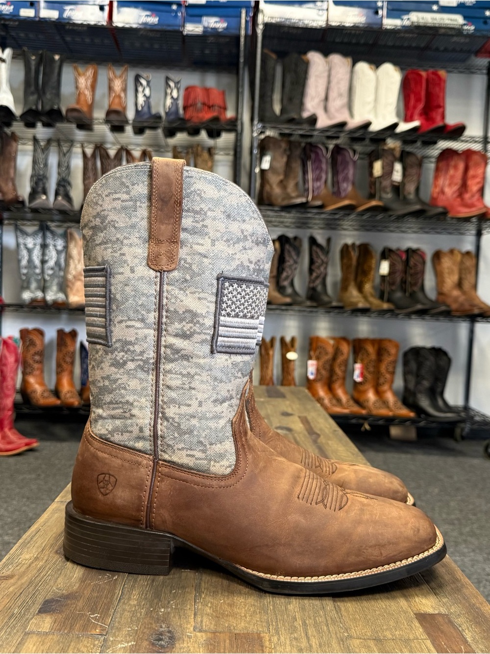 Ariat Patriot Western Cowboy Boots Green Camo Square Toe Size 13 - Picture 2 of 7